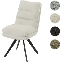 Mendler Esszimmerstuhl HWC-G66, Küchenstuhl Stuhl, drehbar Auto-Position Stoff/Textil Bouclé MVG cremeweiß