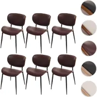 Mendler 6er-Set Esszimmerstuhl HWC-O45, Stuhl, Bugholz Kunstleder 280g/m² Walnuss-Optik, vintage braun