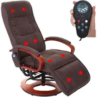 Mendler Relaxliege ARLES II, Relaxsessel Massagesessel, MIT Massage Stoff/Textil WildKunstleder braun