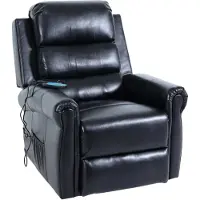 Mendler Fernsehsessel HWC-K63, Relaxsessel Sessel, Liegefunktion Aufstehhilfe Massage Heizfunktion, Kunstleder schwarz