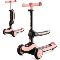 Kinderkraft HALLEY 2in1 - Laufrad & Dreirad Roller, für 1- bis 5-Jährige, leuchtende PolyurethanRäder, verstellbarer Lenker, nur 3 kg leicht - Rosa