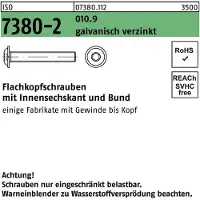 Reyher ISO 7380-2 Stahl 10.9 verzinkt M 8x45 - Linsenflanschschrauben mit Innensechskant