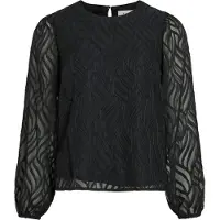 Vila Blusenshirt "VIMIKA O-NECK L/S TOP - NOOS", Damen, Gr. 36, schwarz (schwarz beauty), Jersey, Obermaterial: 100% Polyester, unifarben, regular fit normal, Rundhals, Shirts Blusenshirt