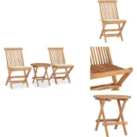 vidaXL 3-tlg. Garten-Essgruppe mit Kissen Klappbar Massivholz Teak - Gartenmöbel-Sets