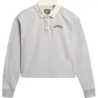 Superdry für Damen. W2012352A Rugby-Poloshirt weiß (L), Lässig, Grau, Baumwolle, Langarm