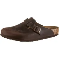 Birkenstock für Damen. 860131 Leder-Clogs Boston (Normale Passform) braun (43), Wohnung, Keine, Lässig