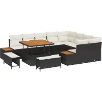 vidaXL Gartensofa-set 12 stk. 11-Sitzanzahl Schwarz Poly Rattan