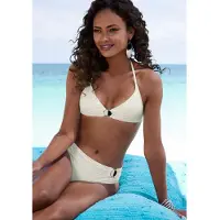 Jette Joop Triangel-Bikini , Damen, Gr. 34, Cup C/D, weiß, Microfaser, Microfaser, Polyamid, unifarben, Bikini-Sets Triangel-Bikini, mit Zier-Accessoires