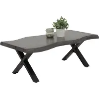 Hela Couchtisch Gerd mit Baumkantenoptik-Nachbildung Wildeiche Grau- Metall X-Gestell-großer Ablage-110x60cm