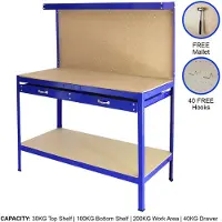 Monster Werkbank mit Stecktafel und Schublade Blau