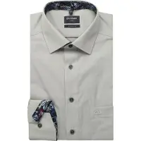 Olymp Langarmhemd "Luxor modern fit", Herren, Gr. 45, N-Gr, kitt, Web, Obermaterial: 100% Baumwolle, 2-Knopf-Manschette, Hemden Langarmhemd, Businesshemd, modern fit, New-Kentkragen