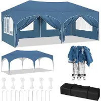 Woltu Pavillon, mit Seitenwänden, wasserabweisend UV-Schutz, blau