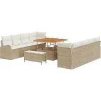 vidaXL Garten-Sofa-Set 11 Stk. 10-Sitzanzahl Beige