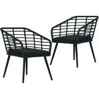 Syfax Gartenstühle 2 Stk. mit Auflagen Poly Rattan Schwarz