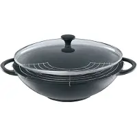 Küchenprofi Wokpfanne Provence Gusseisen mit Glasdeckel Ø36cm schwarz
