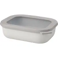 Mepal Multischüssel Cirqula - Mikrowellengeschirr - Multikom rechteckig 1000 ml - Nordic white - Meal prep box - Frischhaltedosen mit Deckel