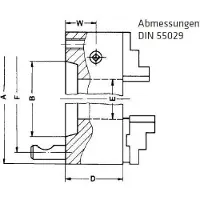 Elmag RÖHM-Dreibacken Drehfutter, DM 160, Kegel 5, DIN 55029, Stahlkörper, Camlock