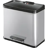 Hailo Mülleimer "Öko duo Plus L", grau (aluminiumfarben, schwarz), B:47cm H:43cm T:34cm, Metall, Mülleimer, Mülleimer, 26 l, Stahlblech o. Edelstahl, Kunststoff Inneneimer, Made in Germany