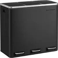 CALICOSY - Schwarzer Treteimer mit 3 Behältern, 18L
