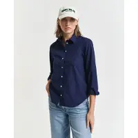 Gant für Damen. 4300348 Klassisches Regular Fit Hemd aus marineblauem Popeline (36), Lässig, Baumwolle, Langarm