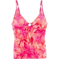 s.Oliver Tankini-Top "Jayce", Damen, Gr. 36, Cup A/B, rosa (pfirsich bedruckt), Recycling-Polyamid, bedruckt, Bikini-Oberteile Tankini-Top, mit hübschem Zierring