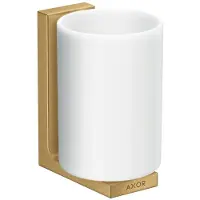 Hansgrohe AXOR UNIVERSAL Rectangular Zahnputzbecher, Metall, Glas weiß, 42604250, Farbe: Brushed Gold Optic