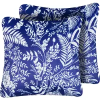 Beliani Gartenkissen 2er Set Marineblau Polyester Pflanzenmotiv Quadratisch 45x45 cm Wasserabweisend Dekokissen mit Füllung für Garten Terrasse Balkon