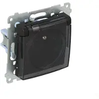 Kontakt-Simon Simon 54 Steckdose für IP44-Ausführung ohne Dichtung (Modul) 16 A 250 V Transistorklappe, matt schwarz, Rahmendichtung DGZ1BUZ.01/49A