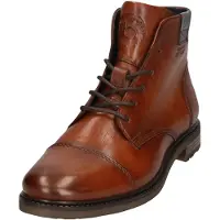 Bugatti Schnürboots , Herren, Gr. 42, braun (cognac), Leder, Basic, Schuhe Schnürboots, Stiefel, Schnürstiefelette, Business-Boots mit Reißverschluss