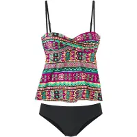 Buffalo Bügel-Tankini , Damen, Gr. 38, Cup D, pink (pink bedruckt), Polyester, bedruckt, Bikini-Sets Bügel-Tankini, mit farbenfrohen Design