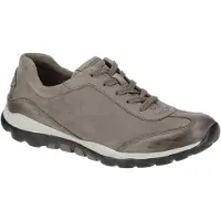 Gabor Keilsneaker , Damen, Gr. 40,5, Leder Textil, grau (schlamm), Nubukleder, unifarben, Schuhe Keilsneaker, mit Logoschriftzug an der Ferse, Freizeitschuh, Halbschuh, Schnürschuh