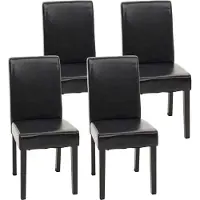 Generique 4er-Set Esszimmerstuhl Stuhl Küchenstuhl Littau Leder, schwarz dunkle Beine