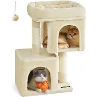 Feandrea Kratzbaum klein, 65 cm, Katzenhaus, große Plattform, Sisalstämme