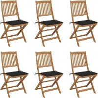 Syfax Klappbare Gartenstühle 6 Stk. mit Kissen Massivholz Akazie