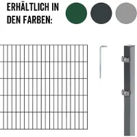 Alberts Doppelstabmattenzaun 6-5-6, Matten 2,50 m, Höhe 1,43 m, Länge 27,5 m, anthrazit, Zaun als Komplettset, Pfosten mit Klemmlasche 60x40 mm