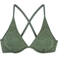 LASCANA Bügel-Bikini-Top "Omara", Damen, Gr. 38, Cup E, grün (oliv), Microfaser, Recycling-Polyamid, unifarben, Bikini-Oberteile Bügel-Bikini-Top, mit Lochstickerei