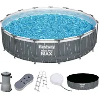 Bestway Steel Pro Max Rohr-Aufstellpool-Set 457 x 107 cm – rund (mit Kartuschenfilter, Leiter, Abdeckung, LED-Licht)
