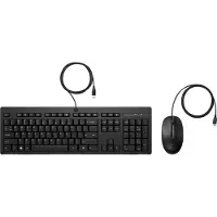 HP 225 Maus und Tastatur (kabelgebunden), Volle Größe (100%), Kabelgebunden, USB, Plunger key switch, Schwarz, Maus enthalten