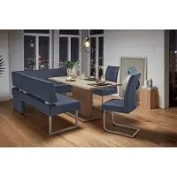 Otto Home Eckbank "Rab", blau (dunkelblau (capulet 4010), silberfarben), B:200cm H:88cm T:160cm, Polyester, Sitzbänke, Eckbank, in 2 Breiten (180 oder 200 cm), Bezug in verschiedenen Qualitäten
