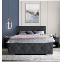Home affaire Boxbett "Alfie, inkl. Bettkasten&Topper", schwarz, L:211cm, Holzwerkstoff, Spanplatte, Komplettbetten, Boxbett, Wahlweise mit Knopfsteppung oder Strasssteinen, H2, H3 und H4 wählbar