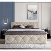 Home affaire Boxbett "Alfie, inkl. Bettkasten&Topper", beige, L:211cm, Holzwerkstoff, Spanplatte, Komplettbetten, Boxbett, Wahlweise mit Knopfsteppung oder Strasssteinen, H2, H3 und H4 wählbar