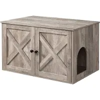 Feandrea Katzentoilette,80x53x49,2cm,mit herausnehmbarem Trennwand greige