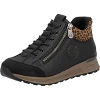 Rieker Damen High Sneaker schwarz Leoprint Kunstleder - Größe: 40