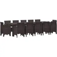 vidaXL Garten Essgruppe 13 stk. Braun Rattan
