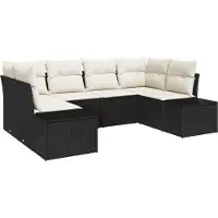 vidaXL Gartensofa-set 6 stk. 6-Sitzanzahl Schwarz und Creme