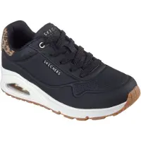 SKECHERS Sneaker "UNO-JUNGLE NITE", Mädchen, Gr. 37, schwarz (schwarz, leo), Lederimitat, Schuhe Sneaker, Schnürschuh, Freizeitschuh mit Wedge-Absatz