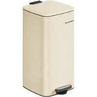 Songmics Mülleimer Küche, 30 Liter Abfalleimer, Tretmülleimer, Stahl, mit Inneneimer, Softclose, Offenhaltefunktion, sandbeige LTB593A02
