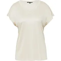 Comma T-Shirt , Damen, Gr. 44, beige (dune sand), Single Jersey, Obermaterial: 100% Viskose, unifarben, regular fit taillenbedeckt, V-Ausschnitt, Shirts T-Shirt, mit V-Ausschnitt