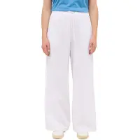 Mustang 5-Pocket-Hose "Damen Style Tuscaloosa", Damen, Gr. 36, weiß (2045 weiß), Web, 75% Baumwolle, 25% Leinen, unifarben, weit, Hosen 5-Pocket-Hose