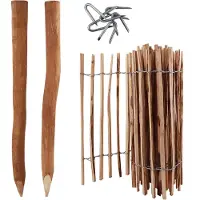 Aquagart 5m Komplett Set Staketenzaun 60cm hoch Lattenabstand 4-6cm mit 5 Holzpfosten 1,05m lang & Krampen